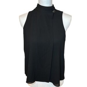 Zara High Neck Button Black sleeveless blouse